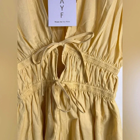 BNWT WAYF Yellow Cotton Mini Dress in Yellow Size XS - Picture 7 of 15